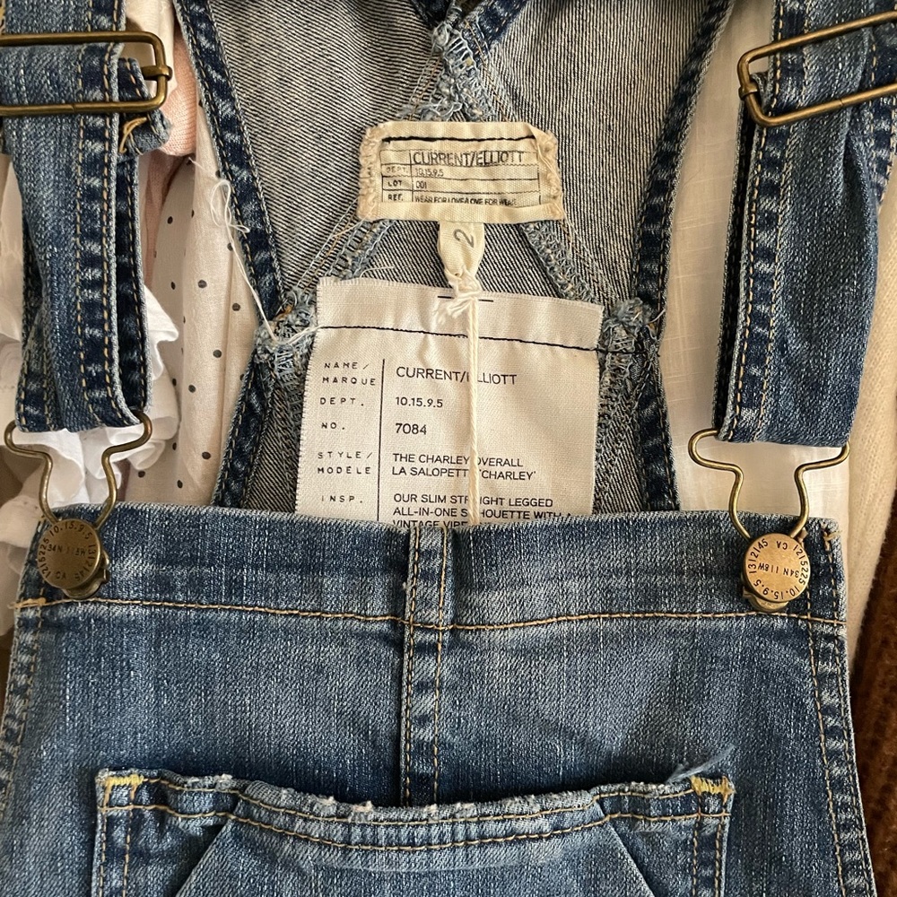NWT Current/Elliot The Charley overalls rye destroyed hem size 2